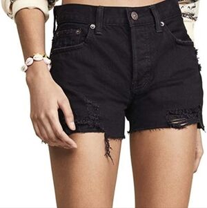 We The Free Sofia Cut Off Distressed Black Button Fly Jean Shorts Size 30
